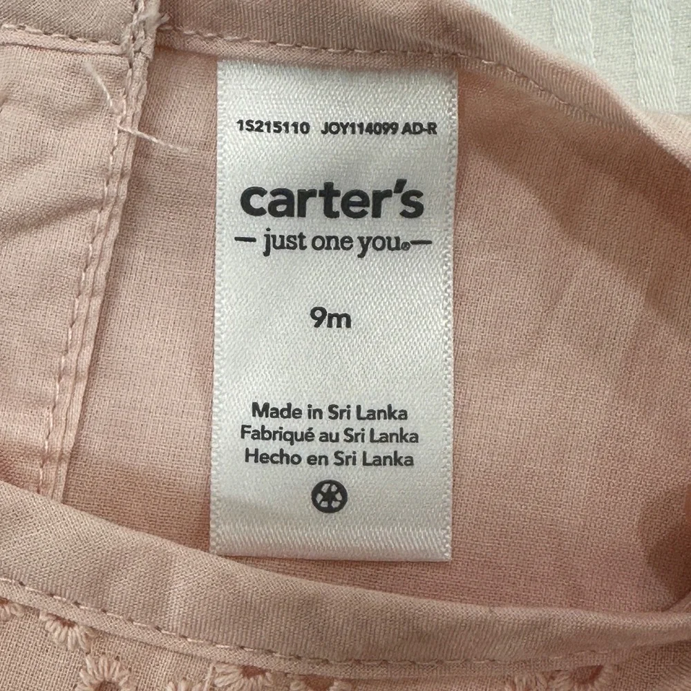 Carter's Just One You Baby Girl 9M Pink Eyelet Ruffle‎ Dress | Cottagecore